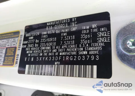 2024 Kia Sportage Ex из США, поврежденный, VIN 5XYK33DF1RG203793